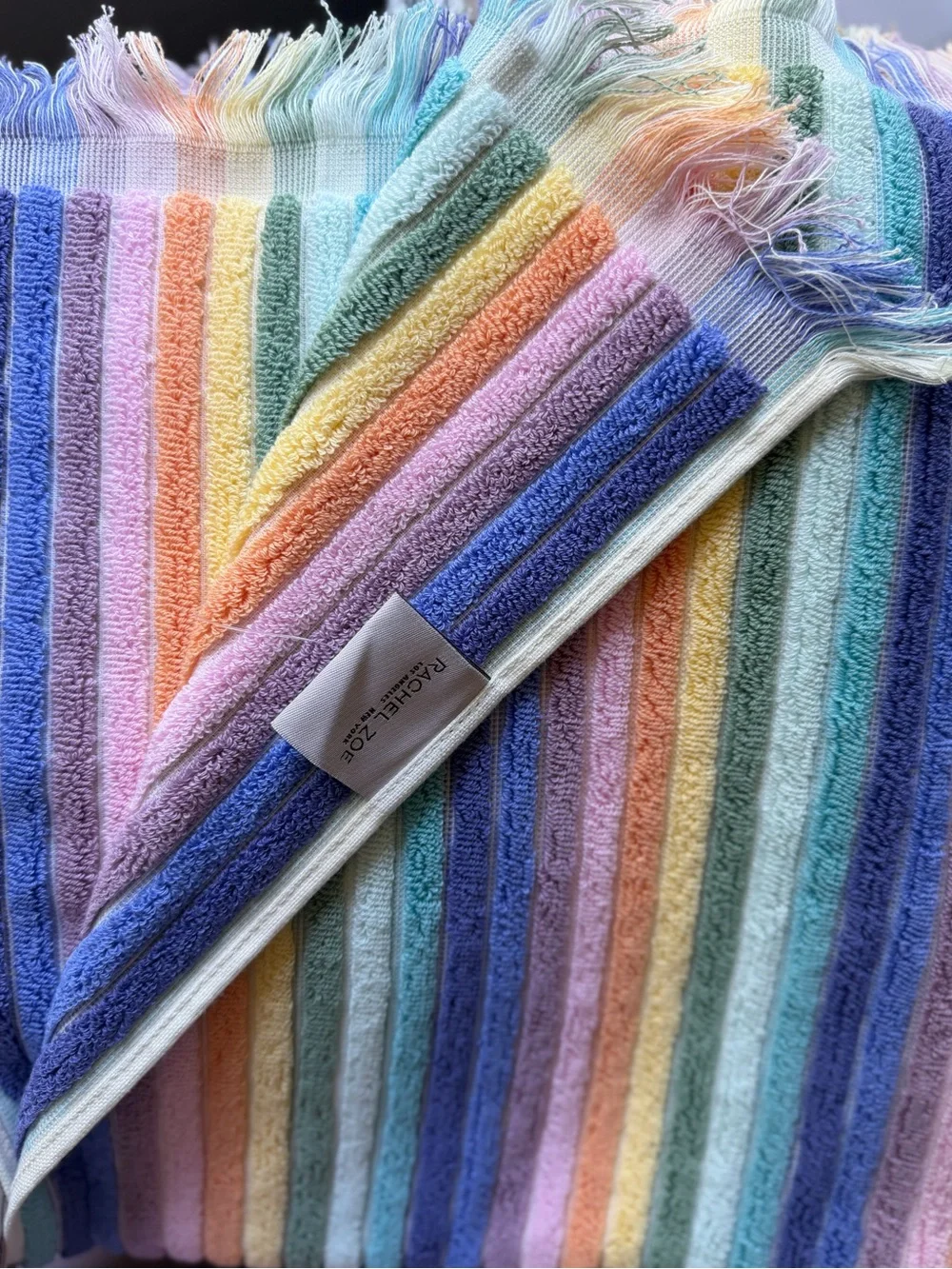 Rachel Zoe Striped Rainbow Multicolored bath towel set 2 pc